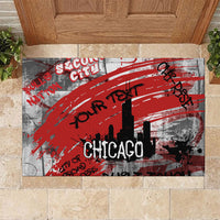 Personalized Chicago City Skyline Rubber Doormat Urban Graffiti Street Art - Second City Windy City