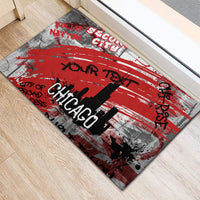 Personalized Chicago City Skyline Rubber Doormat Urban Graffiti Street Art - Second City Windy City
