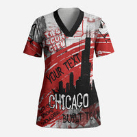 Personalized Chicago City Skyline Scrub Top Urban Graffiti Street Art - Second City Windy City