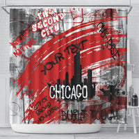 Personalized Chicago City Skyline Shower Curtain Urban Graffiti Street Art - Second City Windy City