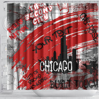 Personalized Chicago City Skyline Shower Curtain Urban Graffiti Street Art - Second City Windy City