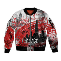 Personalized Chicago City Skyline Sleeve Zip Bomber Jacket Urban Graffiti Street Art - Second City Windy City