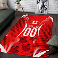 Personalized Canada Soccer Moose Goal Area Rug Red Maple Leaf Football Mascot