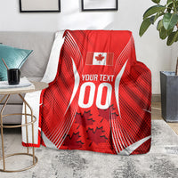 Personalized Canada Soccer Moose Goal Blanket Red Maple Leaf Football Mascot