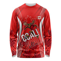 Personalized Canada Soccer Moose Goal Long Sleeve Shirt Red Maple Leaf Football Mascot