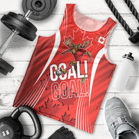 Personalized Canada Soccer Moose Goal Men Tank Top Red Maple Leaf Football Mascot