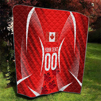 Personalized Canada Soccer Moose Goal Quilt Red Maple Leaf Football Mascot