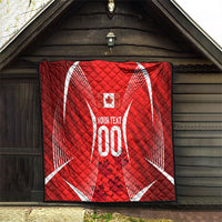 Personalized Canada Soccer Moose Goal Quilt Red Maple Leaf Football Mascot