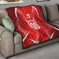 Personalized Canada Soccer Moose Goal Quilt Red Maple Leaf Football Mascot