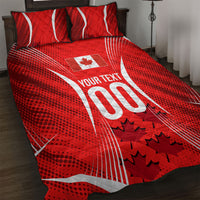 Personalized Canada Soccer Moose Goal Quilt Bed Set Red Maple Leaf Football Mascot