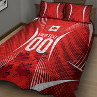 Personalized Canada Soccer Moose Goal Quilt Bed Set Red Maple Leaf Football Mascot