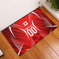 Personalized Canada Soccer Moose Goal Rubber Doormat Red Maple Leaf Football Mascot