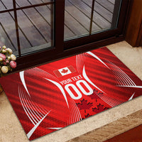Personalized Canada Soccer Moose Goal Rubber Doormat Red Maple Leaf Football Mascot