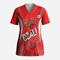 Personalized Canada Soccer Moose Goal Scrub Top Red Maple Leaf Football Mascot