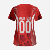 Personalized Canada Soccer Moose Goal Scrub Top Red Maple Leaf Football Mascot