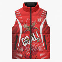 Personalized Canada Soccer Moose Goal Sleeveless Puffer Jacket Red Maple Leaf Football Mascot