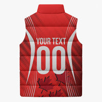Personalized Canada Soccer Moose Goal Sleeveless Puffer Jacket Red Maple Leaf Football Mascot