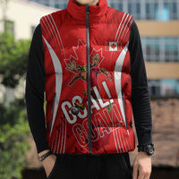 Personalized Canada Soccer Moose Goal Sleeveless Puffer Jacket Red Maple Leaf Football Mascot
