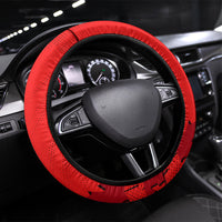 Canada Soccer Moose Goal Steering Wheel Cover Red Maple Leaf Football Mascot