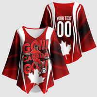 Custom Canada Soccer Player Kimono Sleeve Blouse Go Canada Maple Leaf