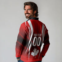 Custom Canada Soccer Player Long Sleeve Polo Shirt Go Canada Maple Leaf