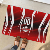 Custom Canada Soccer Player Rubber Doormat Go Canada Maple Leaf