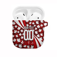 Personalized Canada Football AirPods Case Maple Leaf Pattern - Moose Soccer Mascot