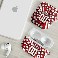 Personalized Canada Football AirPods Case Maple Leaf Pattern - Moose Soccer Mascot