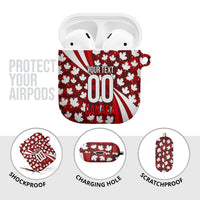 Personalized Canada Football AirPods Case Maple Leaf Pattern - Moose Soccer Mascot