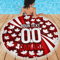 Personalized Canada Football Beach Blanket Maple Leaf Pattern - Moose Soccer Mascot