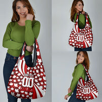 Personalized Canada Football Grocery Bag Maple Leaf Pattern - Moose Soccer Mascot