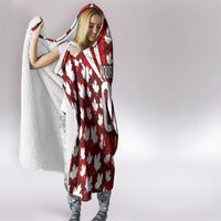 Personalized Canada Football Hooded Blanket Maple Leaf Pattern - Moose Soccer Mascot