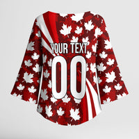 Personalized Canada Football Kimono Sleeve Blouse Maple Leaf Pattern - Moose Soccer Mascot