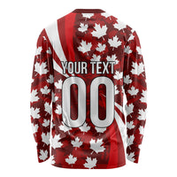 Personalized Canada Football Long Sleeve Shirt Maple Leaf Pattern - Moose Soccer Mascot