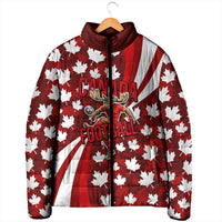 Personalized Canada Football Padded Jacket Maple Leaf Pattern - Moose Soccer Mascot