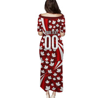 Personalized Canada Football Puletasi Maple Leaf Pattern - Moose Soccer Mascot