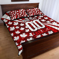 Personalized Canada Football Quilt Bed Set Maple Leaf Pattern - Moose Soccer Mascot