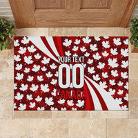 Personalized Canada Football Rubber Doormat Maple Leaf Pattern - Moose Soccer Mascot