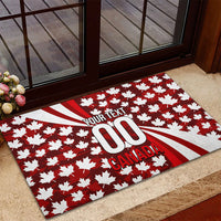 Personalized Canada Football Rubber Doormat Maple Leaf Pattern - Moose Soccer Mascot