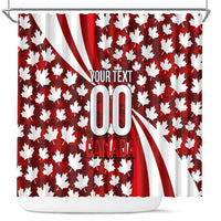 Personalized Canada Football Shower Curtain Maple Leaf Pattern - Moose Soccer Mascot