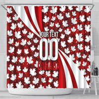 Personalized Canada Football Shower Curtain Maple Leaf Pattern - Moose Soccer Mascot
