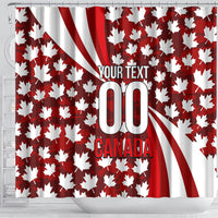 Personalized Canada Football Shower Curtain Maple Leaf Pattern - Moose Soccer Mascot