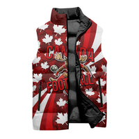 Personalized Canada Football Sleeveless Puffer Jacket Maple Leaf Pattern - Moose Soccer Mascot