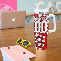 Personalized Canada Football Tumbler With Handle Maple Leaf Pattern - Moose Soccer Mascot