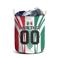 Personalized Mexico Football Laundry Basket Mexican Flag Jaguar Mascot Soccer Ball