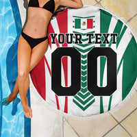 Personalized Mexico Football Beach Blanket Mexican Flag Jaguar Mascot Soccer Ball
