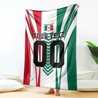 Personalized Mexico Football Blanket Mexican Flag Jaguar Mascot Soccer Ball