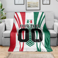 Personalized Mexico Football Blanket Mexican Flag Jaguar Mascot Soccer Ball