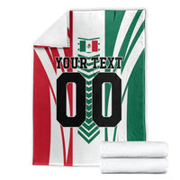 Personalized Mexico Football Blanket Mexican Flag Jaguar Mascot Soccer Ball