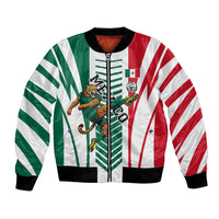 Personalized Mexico Football Bomber Jacket Mexican Flag Jaguar Mascot Soccer Ball